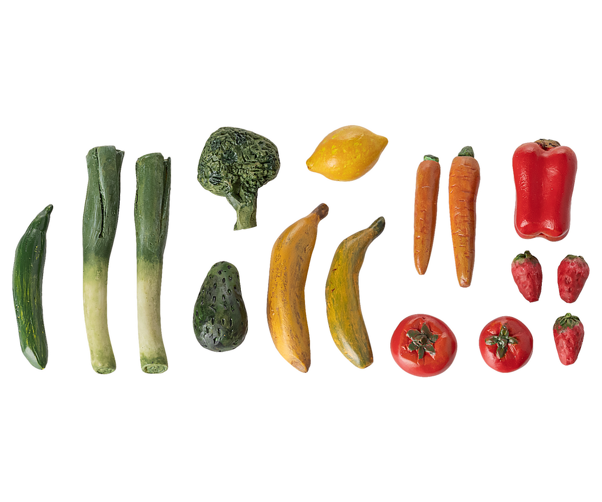 Caixa com vegetais e frutas, Miniatura