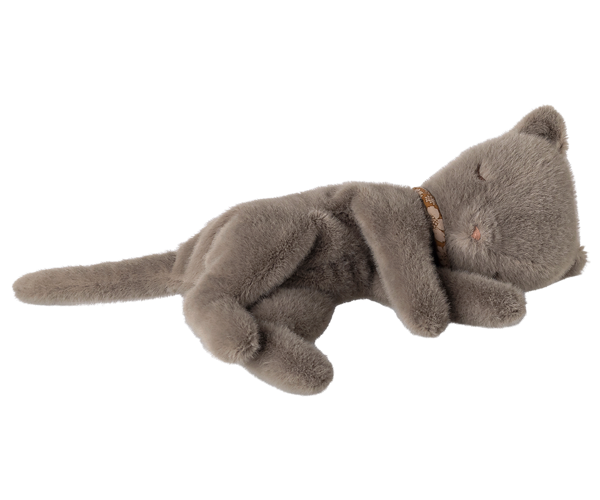 Peluche chaton endormi, Petit - Gris
