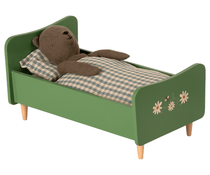 Wooden bed, Teddy dad - Dusty green