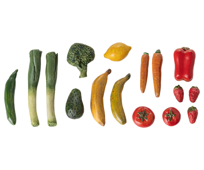 Caixa com vegetais e frutas, Miniatura