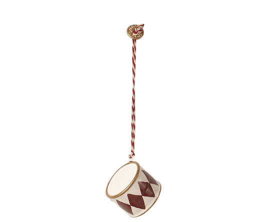 Metal ornament, Drum, Small - Red
