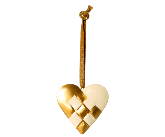 Metal ornament, Braided heart - Gold