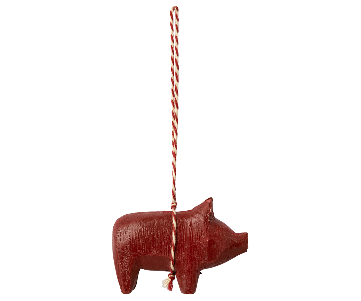 Wooden ornament, Pig Red Maileg EU