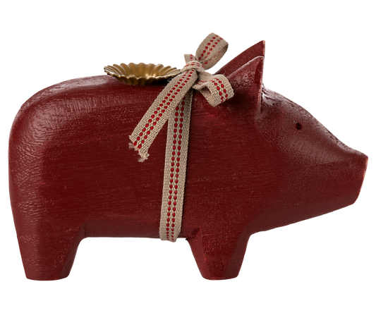 Pig candle holder, Small - Red
