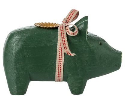 Pig candle holder, Small - Dark green