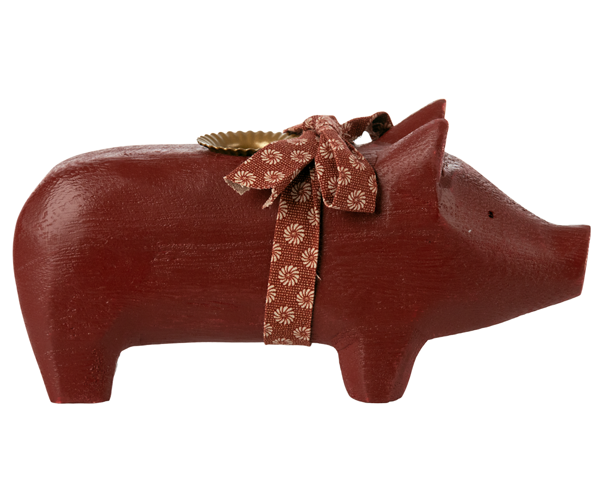 Schwein Kerzenhalter, Medium - Rot