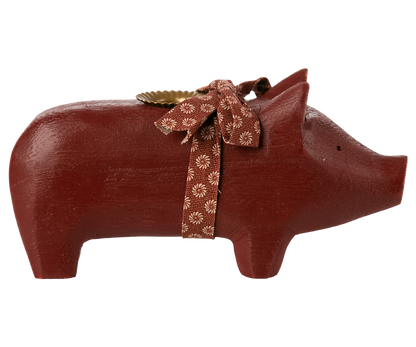 Pig candle holder, Medium - Red