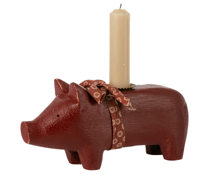 Pig candle holder, Medium - Red