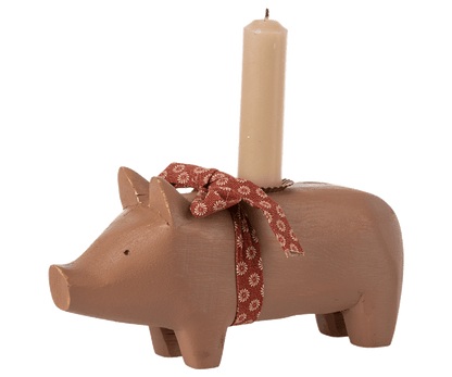 Schwein Kerzenhalter, Medium - Altrosa