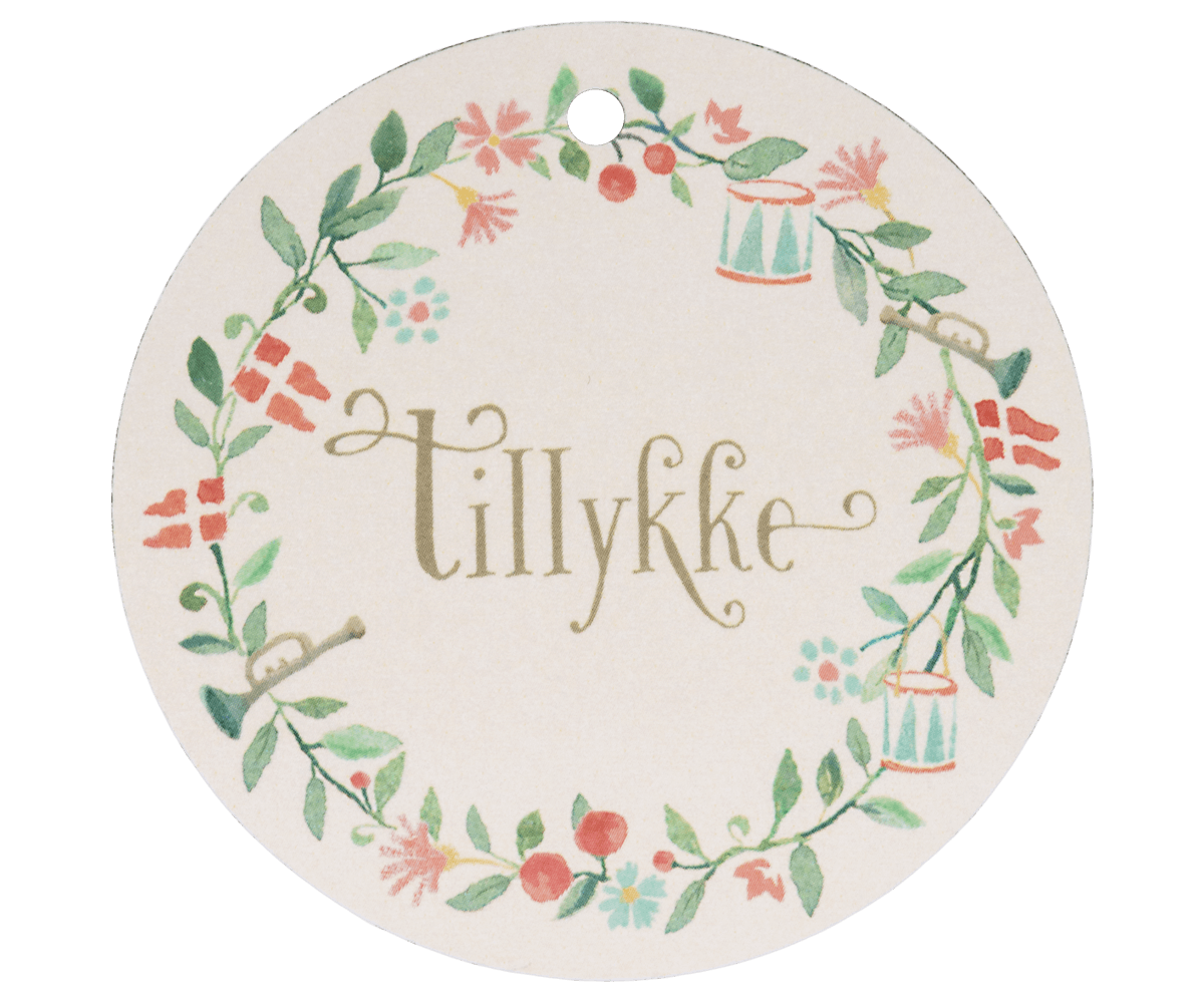 Gift tags, Tillykke, 15 pcs. - Round