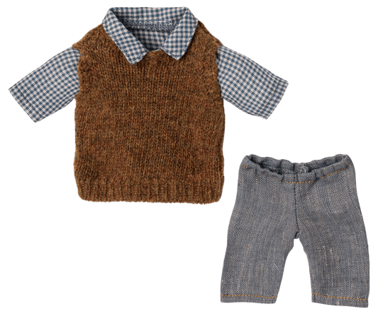 Shirt, Pullunder und Hose für Teddy Papa
