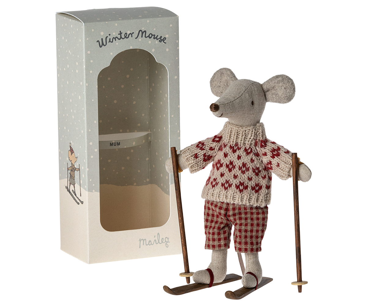 Winter mouse with ski set, Mum