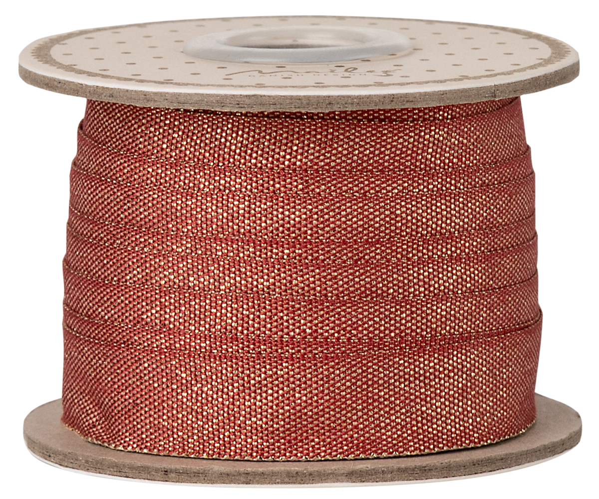 Ribbon, W: 13 mm x L: 10 m - Red/gold – Maileg EU